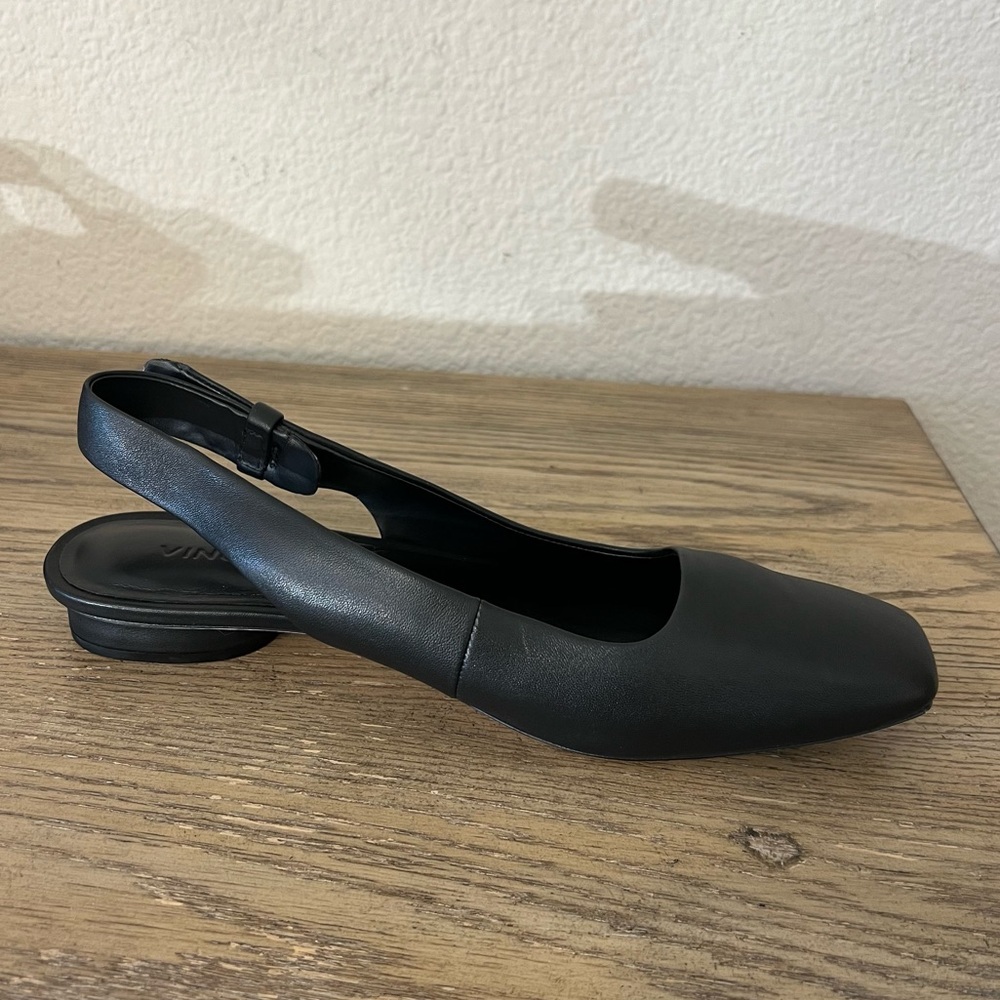 Vince Vida Slingback black soft leather flat square toe sz 8.5 - Picture 5 of 12